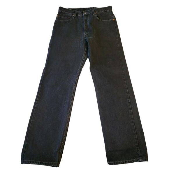 Vintage Levi's 505 Black Jeans 33x32 Regular Fit Straight Leg 90's Light Fade - Picture 1 of 14
